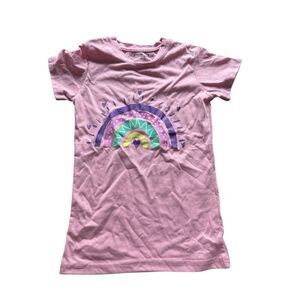 Miss Popular girls rainbow short sleeve tee Sz 10/12 NWOT pink